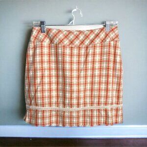 Greg Norman 100% Cotton Golf Skort Modern Checked Pattern in Orange Womens Sz 4